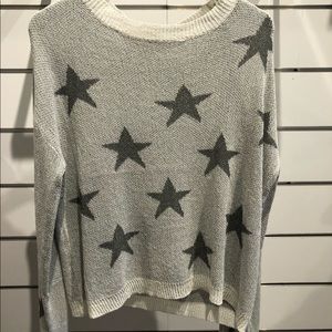 POL gray/white star sweater top
